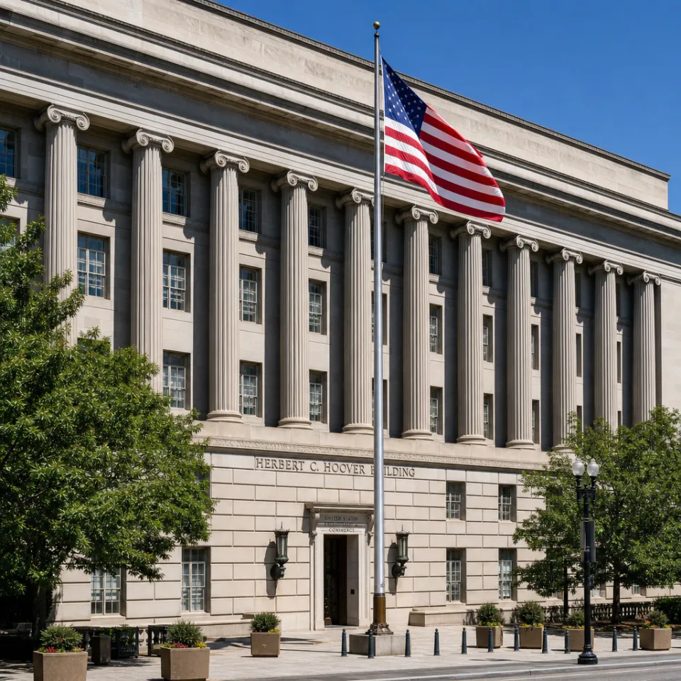 Das Herbert-C.-Hoover-Gebäude, Sitz des US-Handelsministeriums und damit der KI-Prüfbehörde CAISI, in Washington D.C.