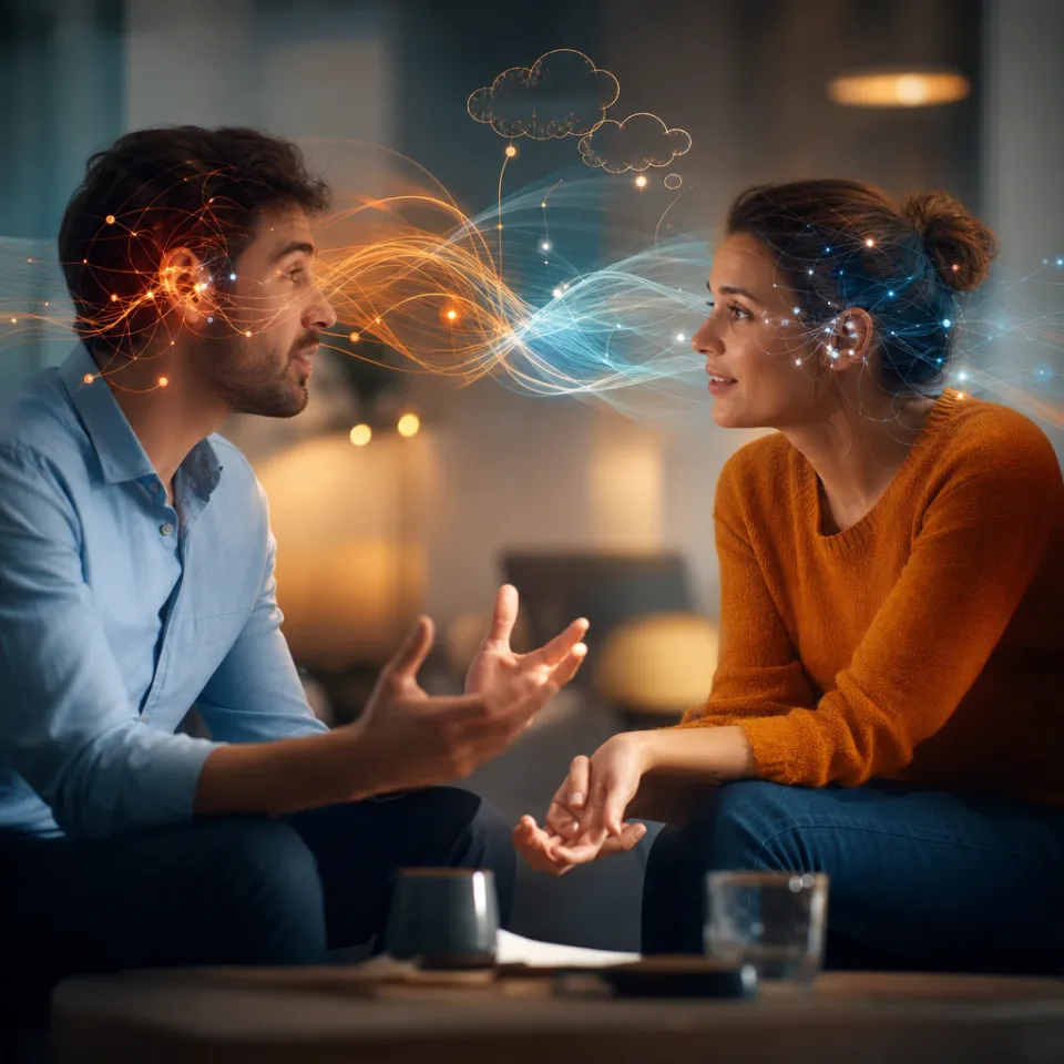 Bidirectional waves and neural streams - simultaneous listening and speaking visualized, human communication and AI cognition merged